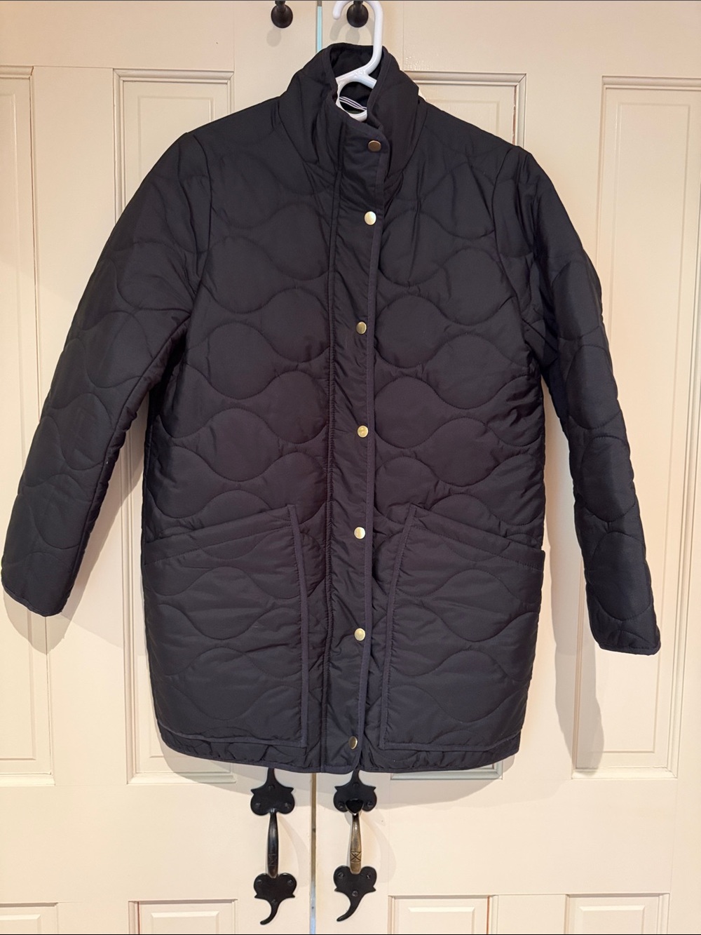 Black Quilted Long Women's Coat - Classic Winter Jacket